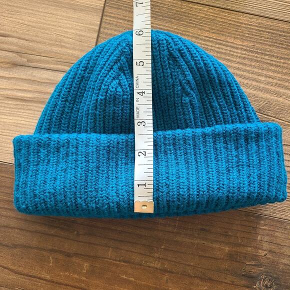 The North Face Youth Salty One Size Knit Beanie Dusk Blue Box Logo Winter Hat - Picture 7 of 7